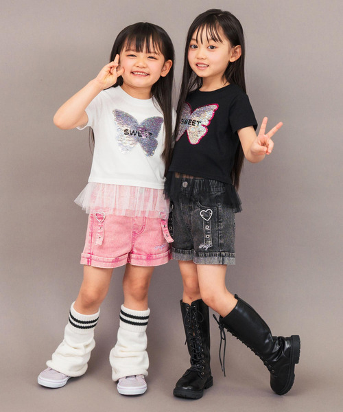 ANAP kids(アナップキッズ)の「スパンコール バタフライ レイヤード トップス(Tシャツ/カットソー・キッズ・ホワイト/ブラック・110/120/130)」の22枚目の写真