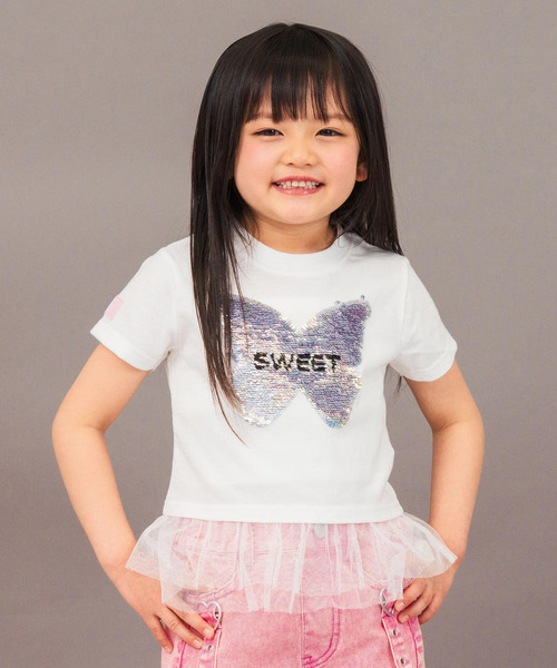 ANAP kids(アナップキッズ)の「スパンコール バタフライ レイヤード トップス(Tシャツ/カットソー・キッズ・ホワイト/ブラック・110/120/130)」の21枚目の写真