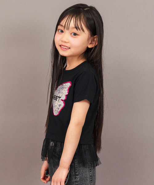 ANAP kids(アナップキッズ)の「スパンコール バタフライ レイヤード トップス(Tシャツ/カットソー・キッズ・ホワイト/ブラック・110/120/130)」の17枚目の写真