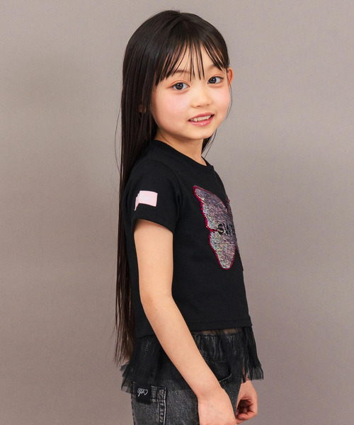 ANAP kids(アナップキッズ)の「スパンコール バタフライ レイヤード トップス(Tシャツ/カットソー・キッズ・ホワイト/ブラック・110/120/130)」の15枚目の写真