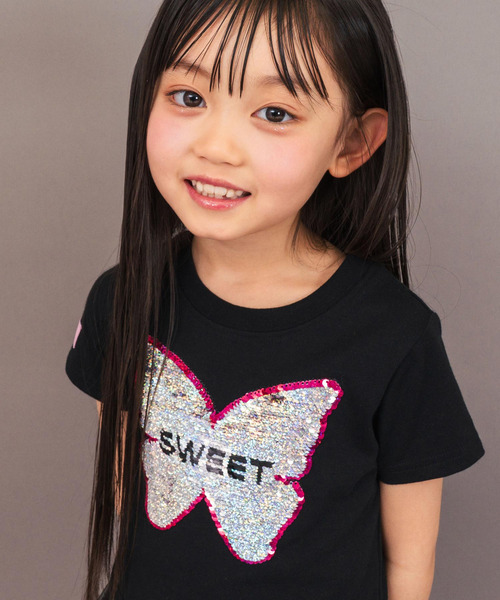ANAP kids(アナップキッズ)の「スパンコール バタフライ レイヤード トップス(Tシャツ/カットソー・キッズ・ホワイト/ブラック・110/120/130)」の16枚目の写真