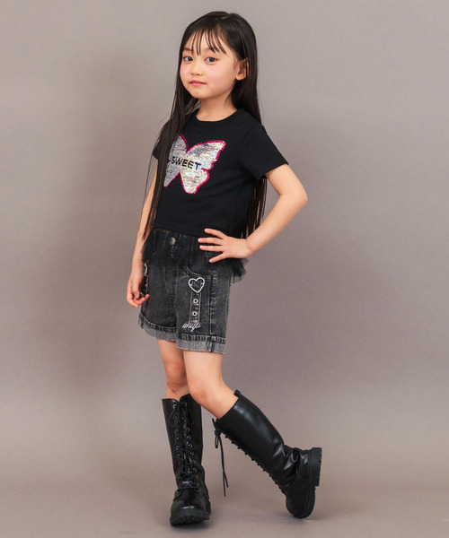 ANAP kids(アナップキッズ)の「スパンコール バタフライ レイヤード トップス(Tシャツ/カットソー・キッズ・ホワイト/ブラック・110/120/130)」の13枚目の写真