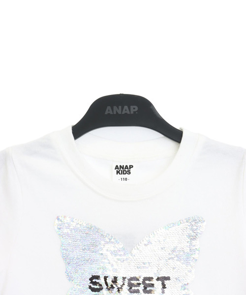 ANAP kids(アナップキッズ)の「スパンコール バタフライ レイヤード トップス(Tシャツ/カットソー・キッズ・ホワイト/ブラック・110/120/130)」の7枚目の写真