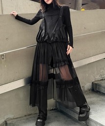 レイヤード フリル サロペットワンピース