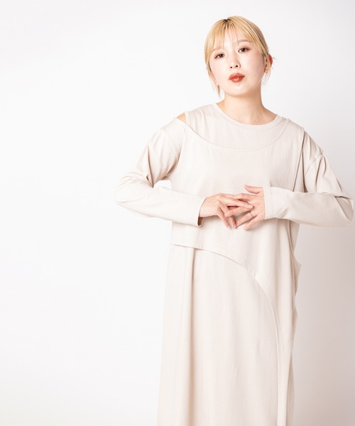 OSMOSIS（オズモーシス）の「アシンメトリーワンピース（ワンピース・レディース・ライトベージュ/ブラック/チャコール・ONE SIZE）」の15枚目の写真