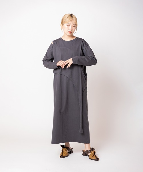 OSMOSIS（オズモーシス）の「アシンメトリーワンピース（ワンピース・レディース・ライトベージュ/ブラック/チャコール・ONE SIZE）」の19枚目の写真