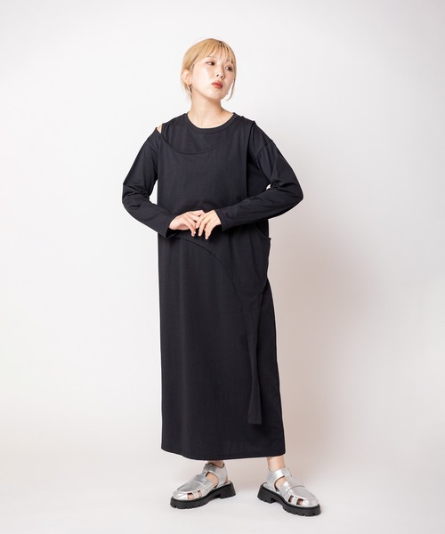 OSMOSIS（オズモーシス）の「アシンメトリーワンピース（ワンピース・レディース・ライトベージュ/ブラック/チャコール・ONE SIZE）」の6枚目の写真