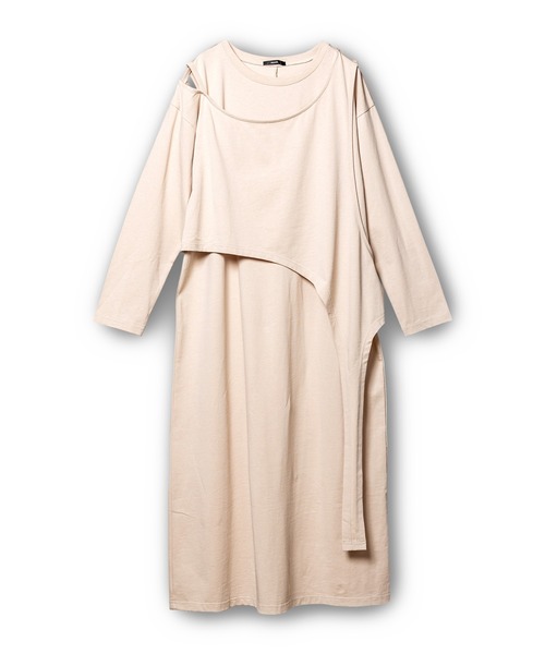 OSMOSIS（オズモーシス）の「アシンメトリーワンピース（ワンピース・レディース・ライトベージュ/ブラック/チャコール・ONE SIZE）」の9枚目の写真