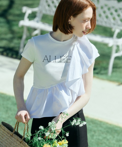 EIMY ISTOIRE（エイミーイストワール）の「ALLEE FRILL TRIM TOPS（Tシャツ/カットソー・レディース・ホワイト/ピンクベージュ/ブラック・F）」の6枚目の写真