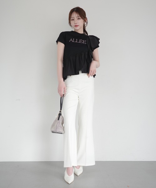 EIMY ISTOIRE（エイミーイストワール）の「ALLEE FRILL TRIM TOPS（Tシャツ/カットソー・レディース・ホワイト/ピンクベージュ/ブラック・F）」の21枚目の写真