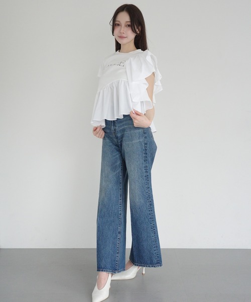 EIMY ISTOIRE（エイミーイストワール）の「ALLEE FRILL TRIM TOPS（Tシャツ/カットソー・レディース・ホワイト/ピンクベージュ/ブラック・F）」の17枚目の写真