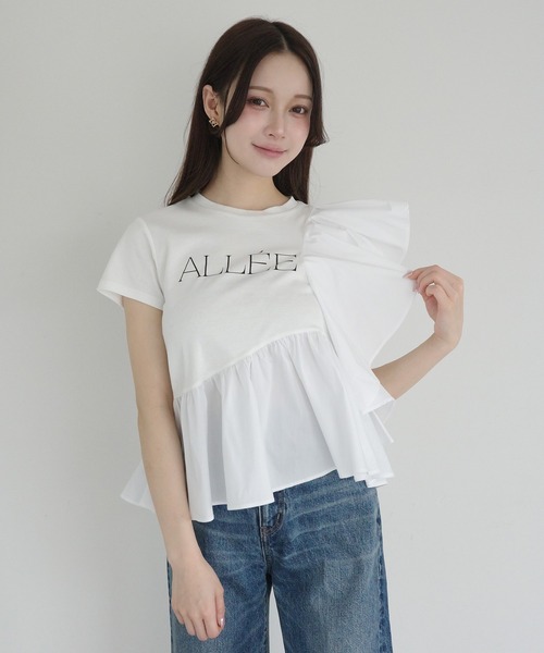 EIMY ISTOIRE（エイミーイストワール）の「ALLEE FRILL TRIM TOPS（Tシャツ/カットソー・レディース・ホワイト/ピンクベージュ/ブラック・F）」の16枚目の写真