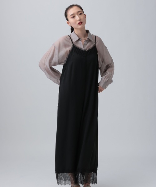 LEPSIM(レプシィム)の「レースキャミサロペット 659139(サロペット/オーバーオール・レディース・ブラック/チャコールグレー・FREE)」の2枚目の写真