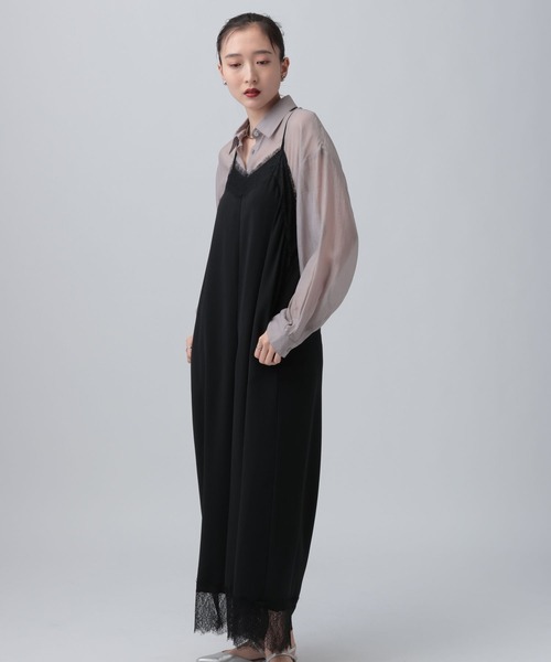 LEPSIM(レプシィム)の「レースキャミサロペット 659139(サロペット/オーバーオール・レディース・ブラック/チャコールグレー・FREE)」の3枚目の写真