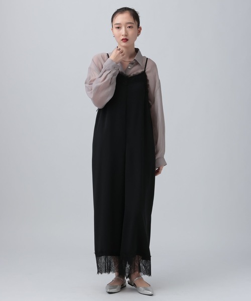 LEPSIM(レプシィム)の「レースキャミサロペット 659139(サロペット/オーバーオール・レディース・ブラック/チャコールグレー・FREE)」の5枚目の写真