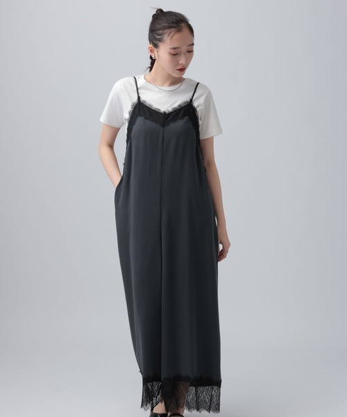 LEPSIM(レプシィム)の「レースキャミサロペット 659139(サロペット/オーバーオール・レディース・ブラック/チャコールグレー・FREE)」の9枚目の写真