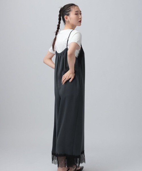LEPSIM(レプシィム)の「レースキャミサロペット 659139(サロペット/オーバーオール・レディース・ブラック/チャコールグレー・FREE)」の10枚目の写真