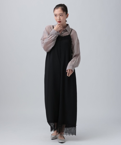 LEPSIM(レプシィム)の「レースキャミサロペット 659139(サロペット/オーバーオール・レディース・ブラック/チャコールグレー・FREE)」の4枚目の写真
