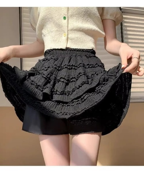 Ritzy(リッツィー)の「フリルレース ティアードミニスカート(スカート・レディース・ブラック/ベージュ・M)」の13枚目の写真