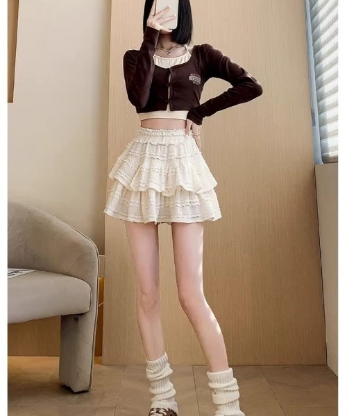 Ritzy(リッツィー)の「フリルレース ティアードミニスカート(スカート・レディース・ブラック/ベージュ・M)」の21枚目の写真