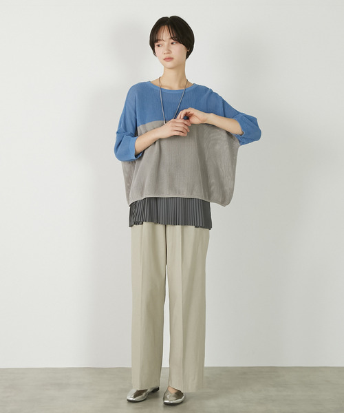 MELROSE claire（メルローズ クレール）の「【バイカラーワイドシルエットニットプルオーバー】（ニット/セーター・レディース・オフホワイト/ブルー/ダークブラウン・FREE）」の17枚目の写真
