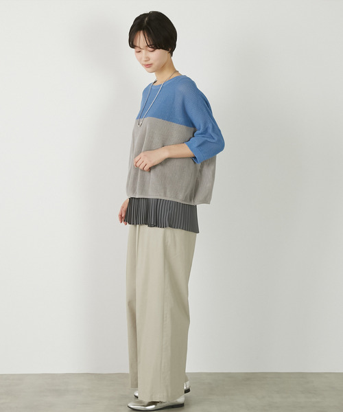 MELROSE claire（メルローズ クレール）の「【バイカラーワイドシルエットニットプルオーバー】（ニット/セーター・レディース・オフホワイト/ブルー/ダークブラウン・FREE）」の20枚目の写真