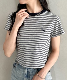 POLOCHAMPS(ポロチャンプス)/短丈 半袖クロップド丈T コンパクトT/ボーダー刺繍Tシャツ