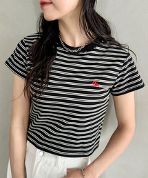 POLOCHAMPS(ポロチャンプス)/短丈 半袖クロップド丈T コンパクトT/ボーダー刺繍Tシャツ