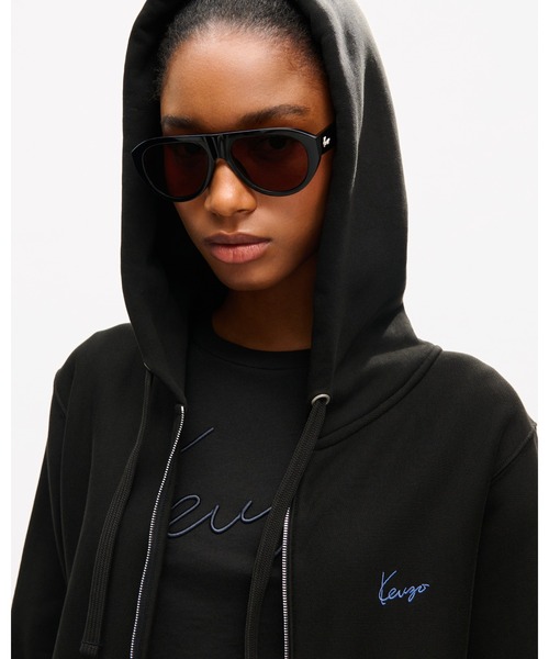 KENZO(ケンゾー)の「'KENZO Signature' エンブロイダリー ジップアップ フーディー イン コットン(パーカー・レディース・ブラック系その他5・MEDIUM/SMALL/X-SMALL)」の1枚目の写真