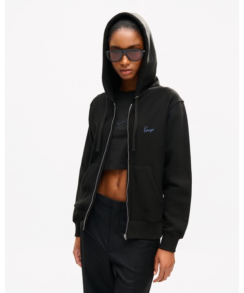 KENZO(ケンゾー)の「'KENZO Signature' エンブロイダリー ジップアップ フーディー イン コットン(パーカー・レディース・ブラック系その他5・MEDIUM/SMALL/X-SMALL)」の4枚目の写真