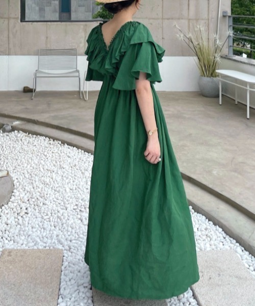 FAVORITO（ファヴォリート）の「ファッションVネック半袖ワンピース（ワンピース・レディース・ブラック/ブルー/グリーン・F）」の12枚目の写真