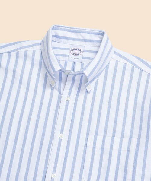 BROOKS BROTHERS(ブルックスブラザーズ)の「コットン オックスフォード ストライプ ショートスリーブ フライデーシャツ(シャツ/ブラウス・メンズ・ホワイト/ライトパープル/ストライプ/ライトブルー・LARGE/MEDIUM/X-LARGE/SMALL)」の5枚目の写真
