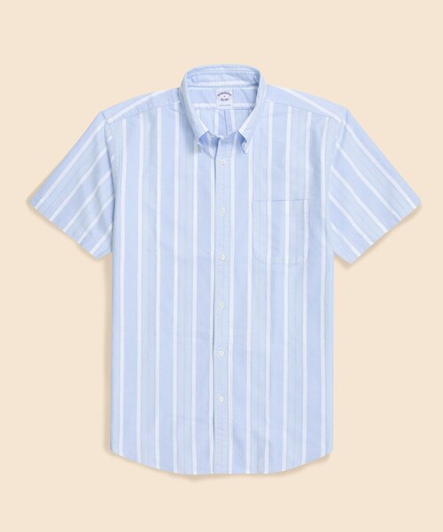 BROOKS BROTHERS(ブルックスブラザーズ)の「コットン オックスフォード ストライプ ショートスリーブ フライデーシャツ(シャツ/ブラウス・メンズ・ホワイト/ライトパープル/ストライプ/ライトブルー・LARGE/MEDIUM/X-LARGE/SMALL)」の9枚目の写真