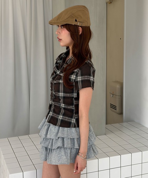 muet.(ミュエ)の「ダブルジップ襟付シャーリングチェックシャツ(シャツ/ブラウス・レディース・ブラウン/ブルー・LARGE/MEDIUM)」の8枚目の写真