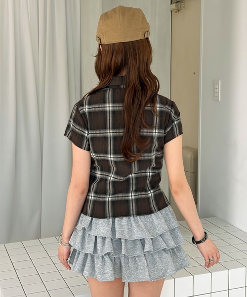 muet.(ミュエ)の「ダブルジップ襟付シャーリングチェックシャツ(シャツ/ブラウス・レディース・ブラウン/ブルー・LARGE/MEDIUM)」の9枚目の写真