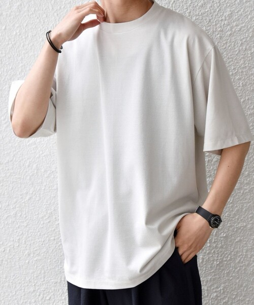 SHIPS any(シップス エニィ)の「SHIPS any:〈洗濯機可能〉JAPAN MADE ライト ペーパー クルーネック Tシャツ◇(Tシャツ/カットソー・メンズ・ホワイト/ライトグレー/ブラック・X-LARGE/LARGE/MEDIUM)」の1枚目の写真