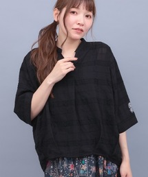 ぽこぽこシアーチェックスキッパーシャツ
