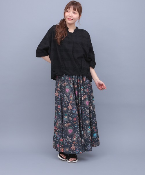 チチカカ(チチカカ)の「ぽこぽこシアーチェックスキッパーシャツ(シャツ/ブラウス・レディース・ブラック/オレンジ/その他1・FREE)」の4枚目の写真