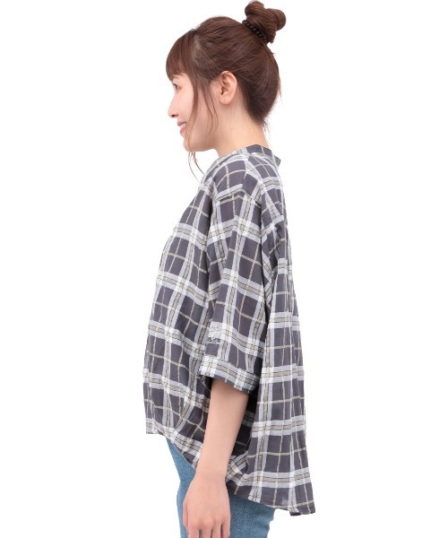 チチカカ(チチカカ)の「ぽこぽこシアーチェックスキッパーシャツ(シャツ/ブラウス・レディース・ブラック/オレンジ/その他1・FREE)」の10枚目の写真