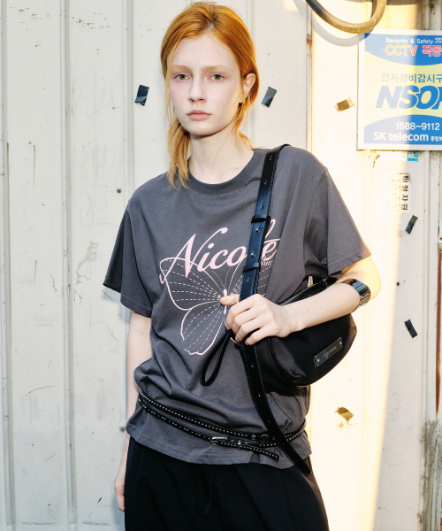 NICK&NICOLE(ニックアンドニコール)の「NICOLE BUTTERFLY SLEEVE TOP_CHARCOAL PINK(Tシャツ/カットソー・レディース・その他・LARGE/MEDIUM)」の1枚目の写真