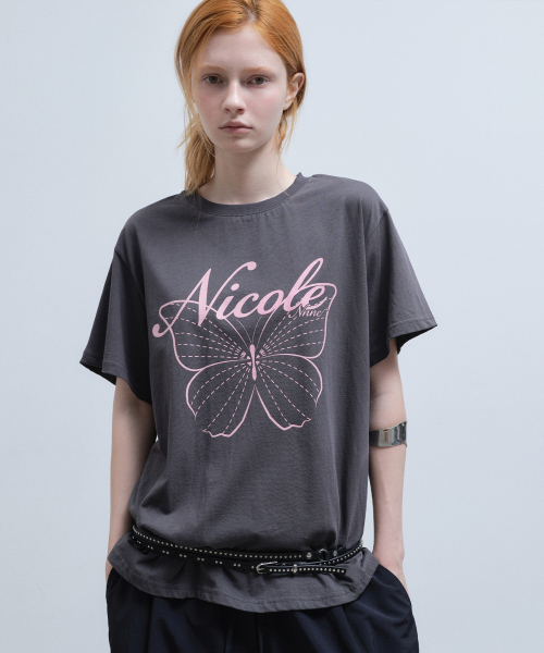 NICK&NICOLE(ニックアンドニコール)の「NICOLE BUTTERFLY SLEEVE TOP_CHARCOAL PINK(Tシャツ/カットソー・レディース・その他・LARGE/MEDIUM)」の2枚目の写真