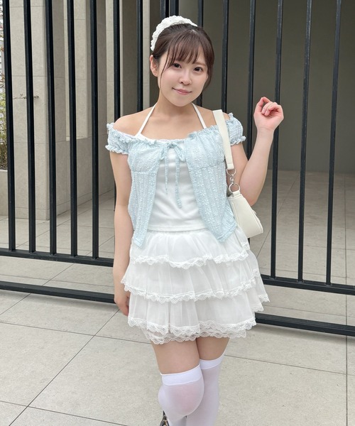 frunco(フランコ)の「シフォンティアードスカート(スカート・レディース・ホワイト/ブラック・FREE)」の6枚目の写真
