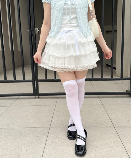 frunco(フランコ)の「シフォンティアードスカート(スカート・レディース・ホワイト/ブラック・FREE)」の9枚目の写真