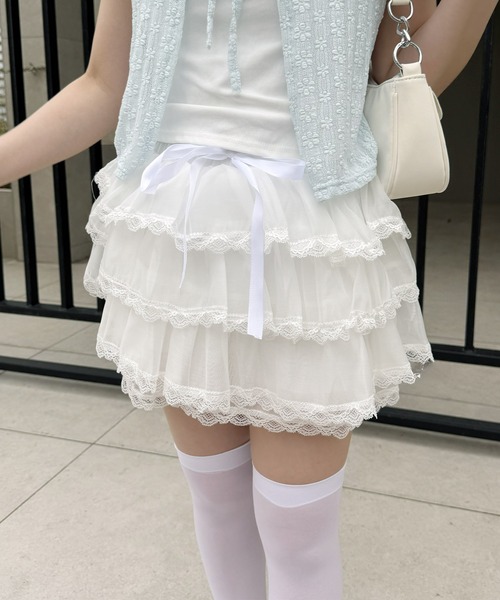 frunco(フランコ)の「シフォンティアードスカート(スカート・レディース・ホワイト/ブラック・FREE)」の12枚目の写真