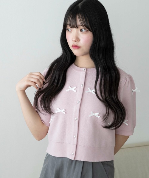 WEGO(ウィゴー)の「WEGO/ミニリボンカーデ(カーディガン/ボレロ・レディース・ピンク/ブラック/アイボリー・FREE)」の18枚目の写真