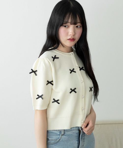 WEGO(ウィゴー)の「WEGO/ミニリボンカーデ(カーディガン/ボレロ・レディース・ピンク/ブラック/アイボリー・FREE)」の13枚目の写真