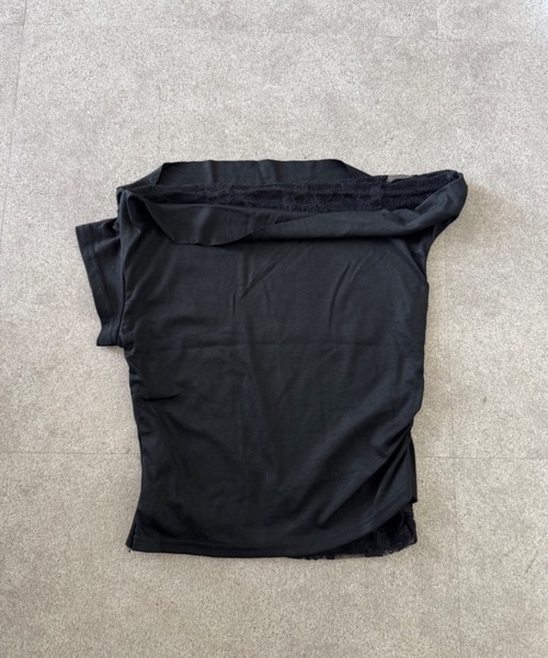 Teem Store(チームストア)の「レースレイヤードドレープネックオフショルダー スリムフィットカットソー(Tシャツ/カットソー・レディース・ホワイト/ブラック・F)」の14枚目の写真