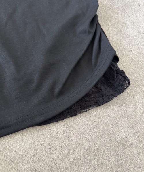 Teem Store(チームストア)の「レースレイヤードドレープネックオフショルダー スリムフィットカットソー(Tシャツ/カットソー・レディース・ホワイト/ブラック・F)」の13枚目の写真