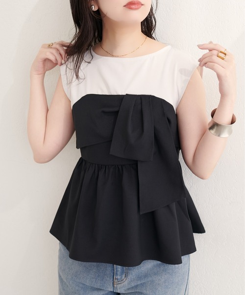 natural couture(ナチュラルクチュール)の「ビスチェドッキングトップス(Tシャツ/カットソー・レディース・ブルー/ブラック/ライトベージュ/グリーン系その他・FREE)」の2枚目の写真