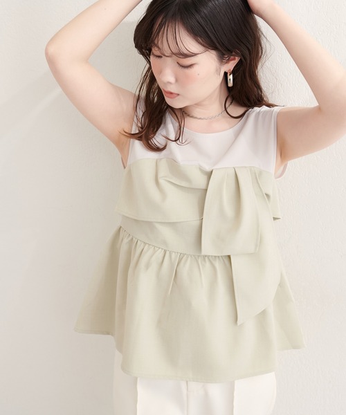 natural couture(ナチュラルクチュール)の「ビスチェドッキングトップス(Tシャツ/カットソー・レディース・ブルー/ブラック/ライトベージュ/グリーン系その他・FREE)」の18枚目の写真